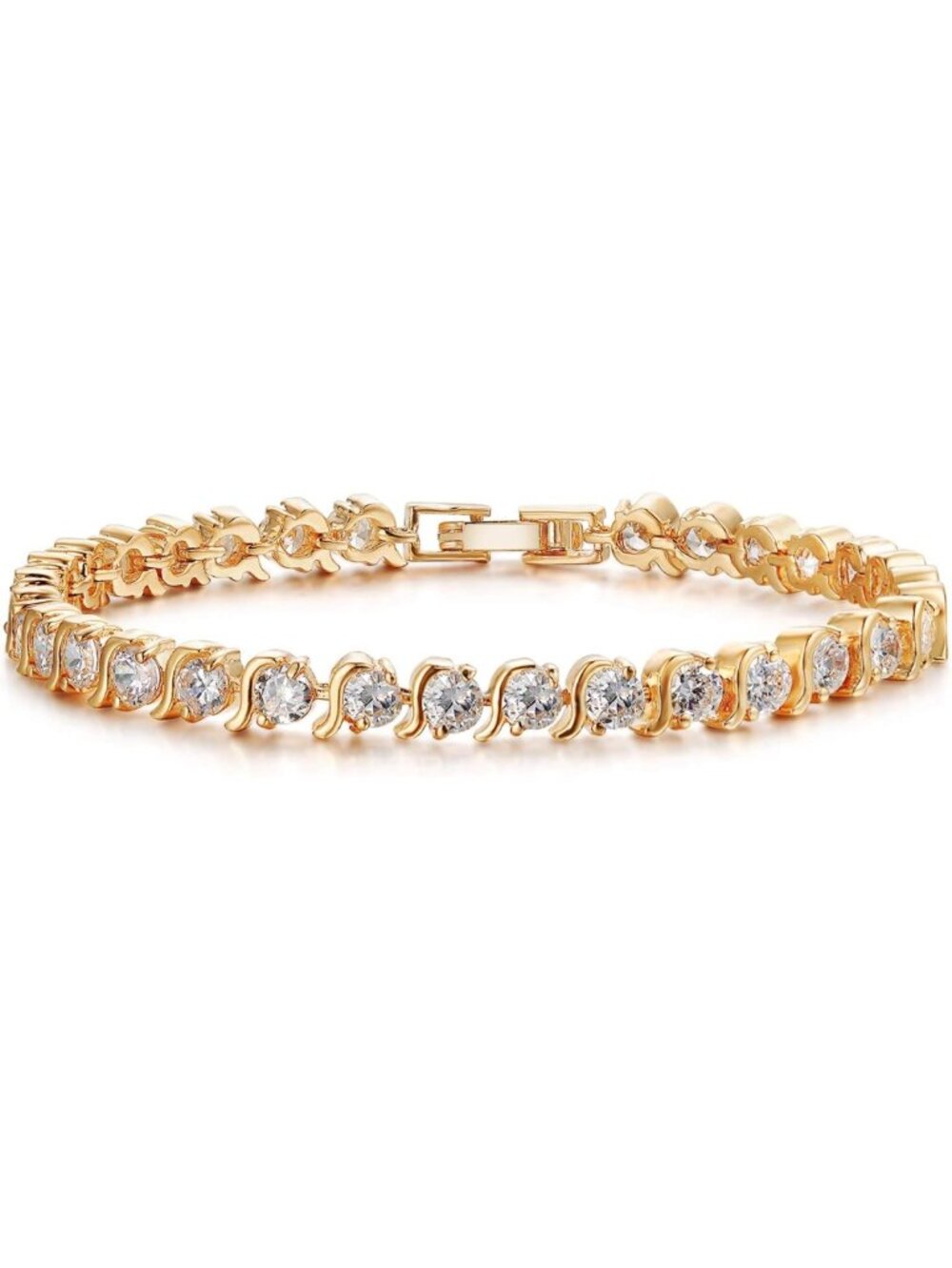 Elegant 14K Gold Plated Tennis Bracelet for Women | 4mm Cubic Zirconia Sparkle